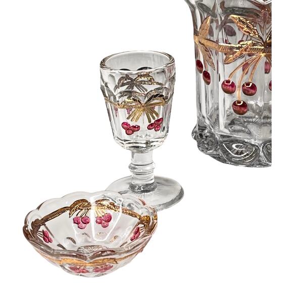 American Girl Samantha Mosser Glass PITCHER + GLASSES & BOWLS Victorian Lemonade - Picture 5 of 9